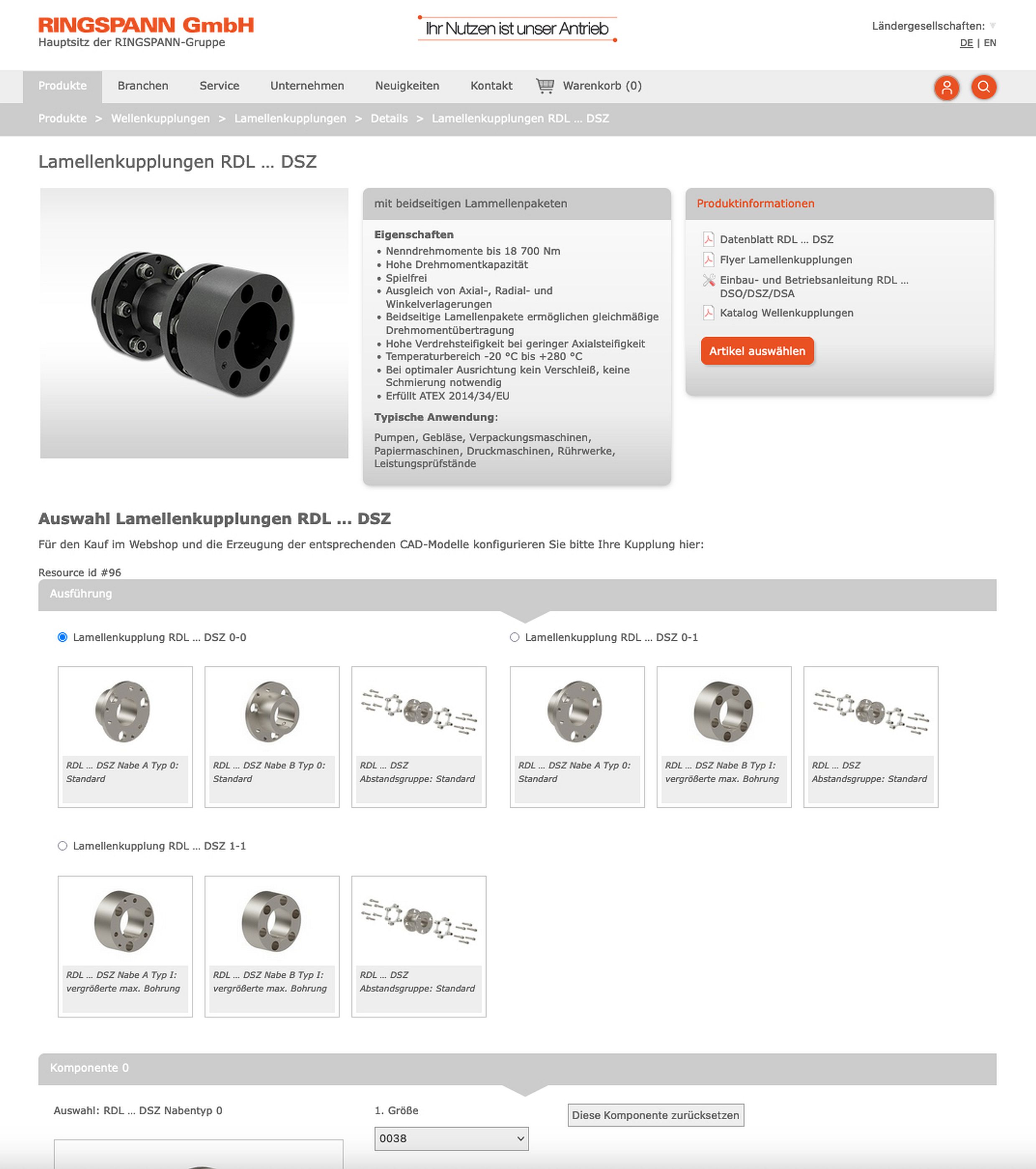 Lamellenkupplungs-Baukasten im RINGSPANN Webshop Lamellenkupplungs-Baukasten im RINGSPANN Webshop